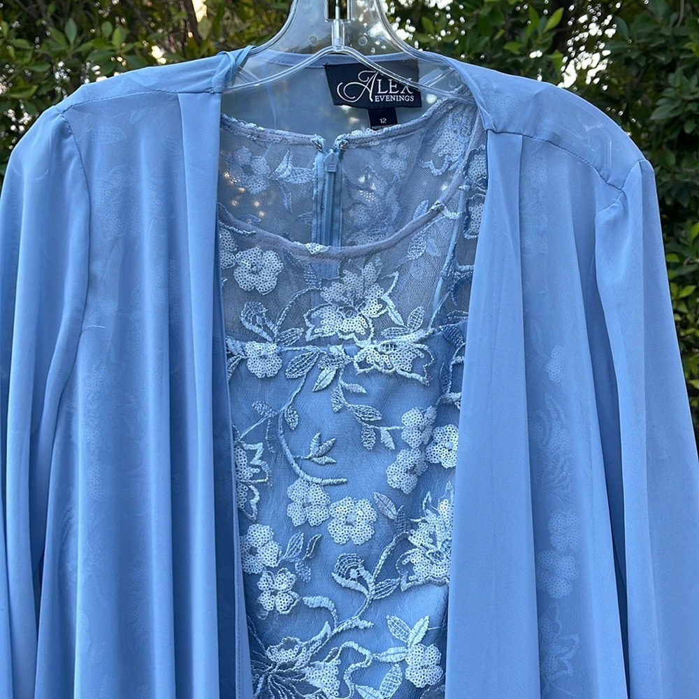 ALEX EVENINGS Short Embroidered Sheath Dress With Open Jacket - Picture 6 of 12